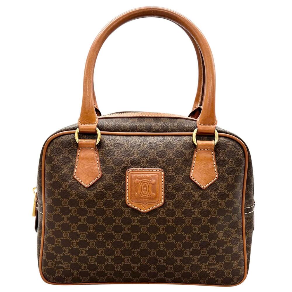 CELINE Macadam pattern M95 handbag, leather, brown, women's.